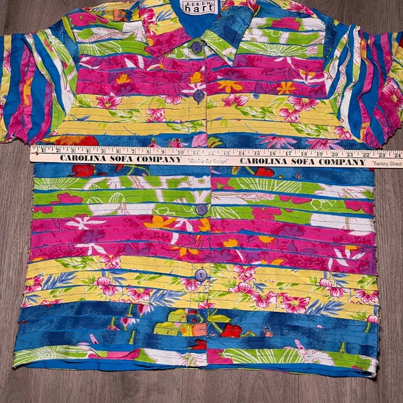 Keren Hart Vintage Rainbow Light Buttoned Multicolor Cotton Jacket Women’s Large - Picture 7 of 9